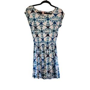 Banana Republic tie dye elastic waist dress size small blue and white